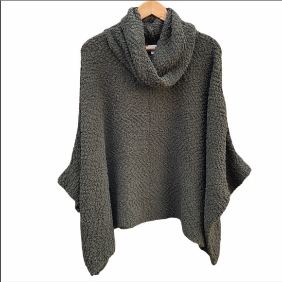 Pink Rose Sweaters - PINK ROSE Hunter Green Cowl Neck Poncho Loose Top